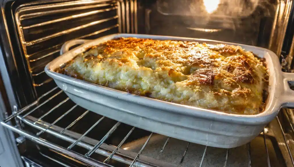 How do you reheat chicken cobbler in the oven