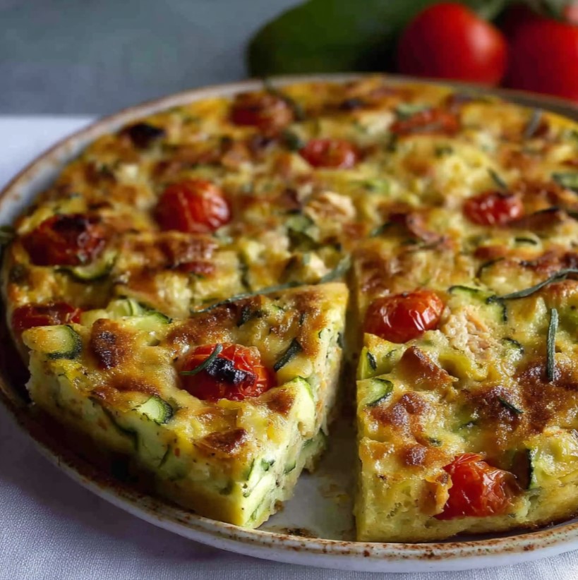 Clafoutis courgettes thon et tomates cerises