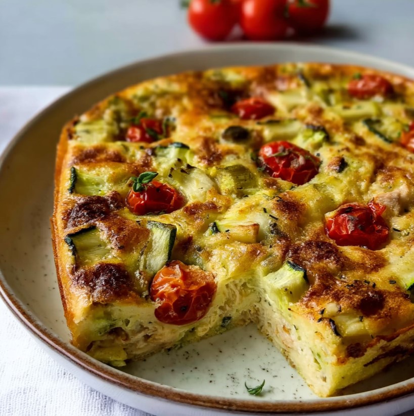 Clafoutis courgettes thon et tomates cerises