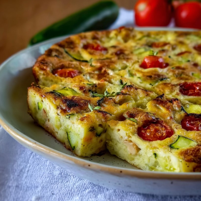 Clafoutis courgettes thon et tomates cerises