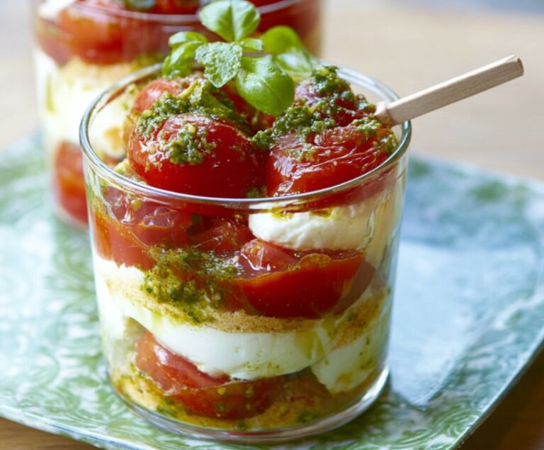 Tiramisu tomate-mozzarella et pesto