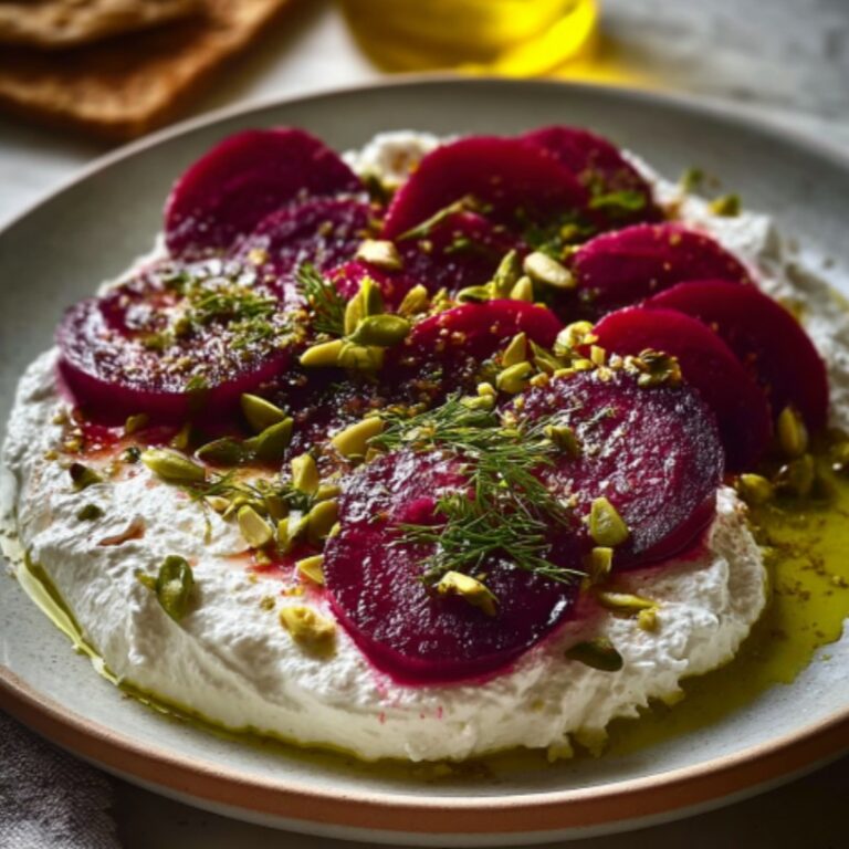 Feta battue et betteraves marinée